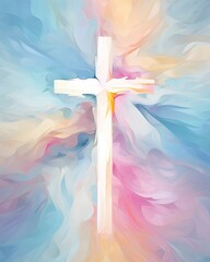 Canvas Print - abstract background with cross and rays. ai generative