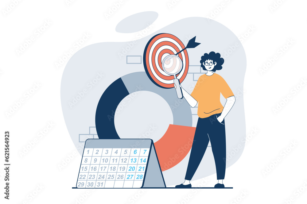Strategic planning concept with people scene in flat design for web ...