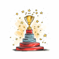 winner cup hand-drawn comic illustration. winner cup. vector doodle style cartoon illustration