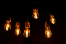 Light Bulb Lamp Electric Dark Background, Design Electricity Energy Glass Vintage Black Bright