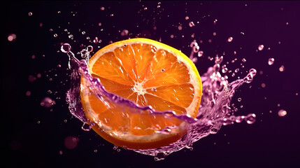 Wall Mural - Orange plunging into the water. Generative ai