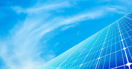 Wall Mural - solar panels reflect blue sky ,clean energy and environment. 3d rendering