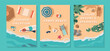 Beach-themed Banners. Vibrant And Colorful, Featuring Popular Beach Items Like Beach Ball, Sunglasses, Towel or Daybed
