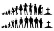 © Козич Денис - Vector illustration. Silhouette of growing up man from baby to old age. Many people of different ages in a row.
