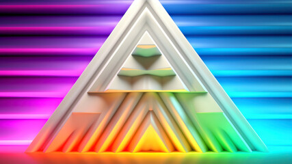 3d illustration of abstract geometric background with multicolored triangles. generative ai