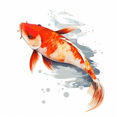  a goldfish swimming in the water with bubbles around it's sides and a white background with a splash of water on it's side.  generative ai