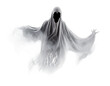 Halloween ghost on transparent background. Spirit figure. PNG . Generative Ai.