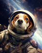 canine astronaut gracefully drifts through the vastness of space, generative ai 