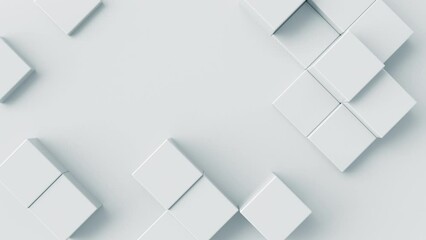 Fototapete - 3d abstract background. White mosaic pattern with cubes motion wave animation. Bright and clean corporate texture for business concept. Seamless loop.