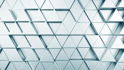 Fototapete - White 3d abstract background. Bright motion wave texture with empty space for business concept. Triangle mosaic animated pattern. Seamless loop.