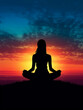 © Razulation - A silhouette Women doing yoga Meditation in Vrikshasana pose against sunset sky in mountain.
