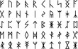 Mystery viking runes, nordic medieval mystical stone symbol. Ancient magic symbols, futhark germanic celtic rune alphabet, decent vector graphic