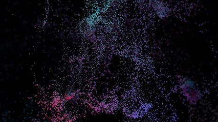 Poster - Black background with glitter. Design. Flying sequins made in computer graphics .