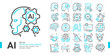 AI Artificial intelligence blue line icon set with cybernetic, machine learning, robotic, AI solving, algorithm and AI technology concept more, 256x256 pixel perfect icon vector, editable stroke