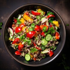 Wall Mural - a bowl of quinoa salad with colorful fresh vegetables, generative ai