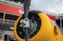 Detail Of The Engine And The Propeller Of A Plane Of The Spanish Air Force North American Aviation T-6 Texan