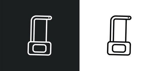 Poster - hacksaw outline icon in white and black colors. hacksaw flat vector icon from construction collectio