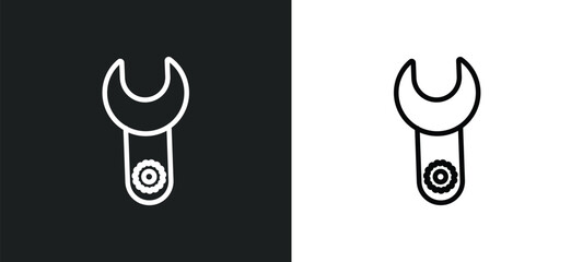 Poster - spanner outline icon in white and black colors. spanner flat vector icon from construction collection for web, mobile apps and ui.