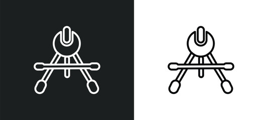 Poster - drawing compass outline icon in white and black colors. drawing compass flat vector icon from constr