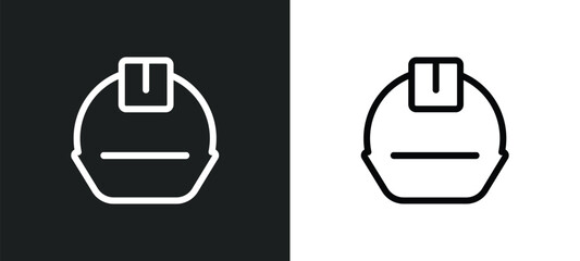 Poster - safety helmet outline icon in white and black colors. safety helmet flat vector icon from construction collection for web, mobile apps and ui.