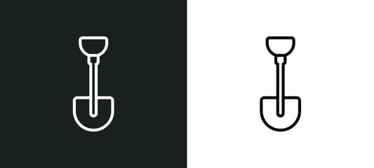 Poster - spade tool outline icon in white and black colors. spade tool flat vector icon from construction col