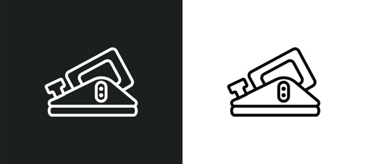 Poster - jack plane outline icon in white and black colors. jack plane flat vector icon from construction col