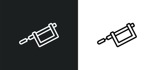 Poster - hand saw outline icon in white and black colors. hand saw flat vector icon from construction collect