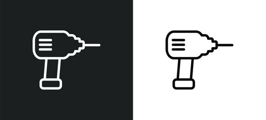 Poster - cordless drill outline icon in white and black colors. cordless drill flat vector icon from construction collection for web, mobile apps and ui.