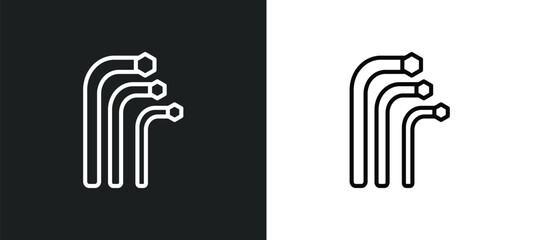 Poster - hex key outline icon in white and black colors. hex key flat vector icon from construction collection for web, mobile apps and ui.