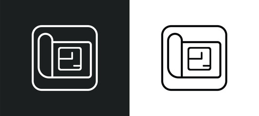 Poster - blueprint outline icon in white and black colors. blueprint flat vector icon from construction colle