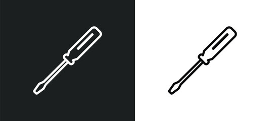 Poster - screwdrivers outline icon in white and black colors. screwdrivers flat vector icon from construction collection for web, mobile apps and ui.
