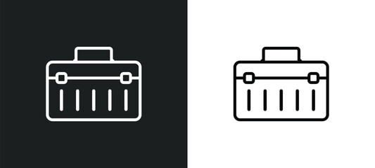 Poster - tool box outline icon in white and black colors. tool box flat vector icon from construction collect