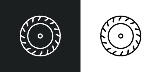 Poster - circular saw outline icon in white and black colors. circular saw flat vector icon from construction