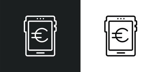 Poster - euro digital commerce outline icon in white and black colors. euro digital commerce flat vector icon from computer collection for web, mobile apps and ui.