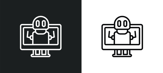 Poster - robotic outline icon in white and black colors. robotic flat vector icon from computer collection for web, mobile apps and ui.