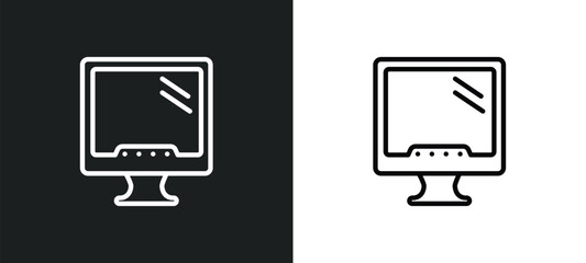 Poster - monitor screen outline icon in white and black colors. monitor screen flat vector icon from computer collection for web, mobile apps and ui.