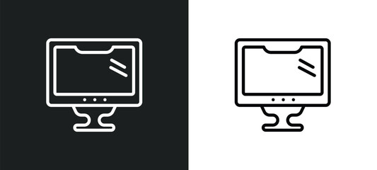 Poster - computer and monitor outline icon in white and black colors. computer and monitor flat vector icon from computer collection for web, mobile apps ui.