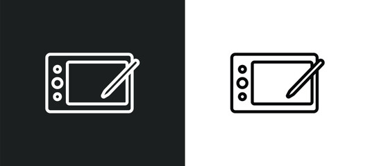 Fototapete - tablet tool outline icon in white and black colors. tablet tool flat vector icon from computer colle