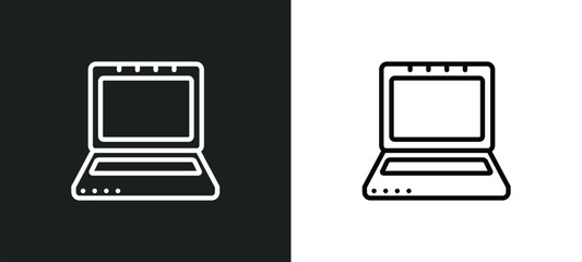 Poster - open laptop on outline icon in white and black colors. open laptop on flat vector icon from computer collection for web, mobile apps and ui.