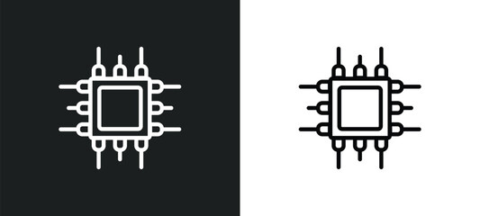 Poster - computer chip outline icon in white and black colors. computer chip flat vector icon from computer collection for web, mobile apps and ui.