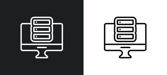 Poster - pc storage outline icon in white and black colors. pc storage flat vector icon from computer collection for web, mobile apps and ui.