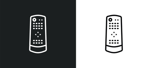 Poster - tv remote outline icon in white and black colors. tv remote flat vector icon from computer collection for web, mobile apps and ui.