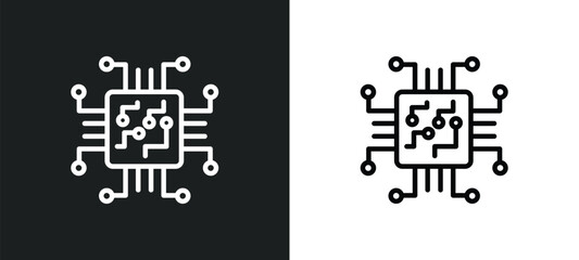 Poster - chips outline icon in white and black colors. chips flat vector icon from computer collection for web, mobile apps and ui.