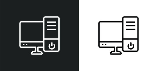 Poster - work station outline icon in white and black colors. work station flat vector icon from computer collection for web, mobile apps and ui.