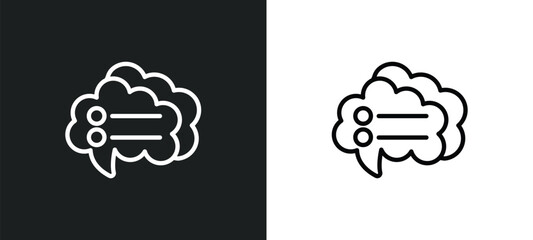 Poster - speech cloud outline icon in white and black colors. speech cloud flat vector icon from communications collection for web, mobile apps and ui.