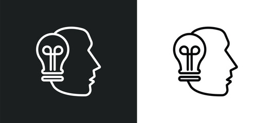 Poster - theory outline icon in white and black colors. theory flat vector icon from communications collection for web, mobile apps and ui.