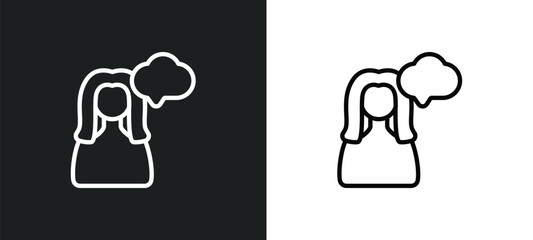 Poster - woman file outline icon in white and black colors. woman file flat vector icon from communications collection for web, mobile apps and ui.