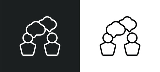 Poster - talk outline icon in white and black colors. talk flat vector icon from communications collection fo