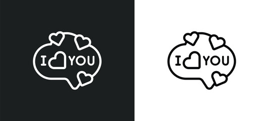 Poster - i love you outline icon in white and black colors. i love you flat vector icon from communications c