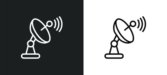 Poster - satellite dish outline icon in white and black colors. satellite dish flat vector icon from communication collection for web, mobile apps and ui.